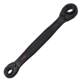 Klein Tools 68215 four-in-one ratchet wrench close-up with four SAE sizes
