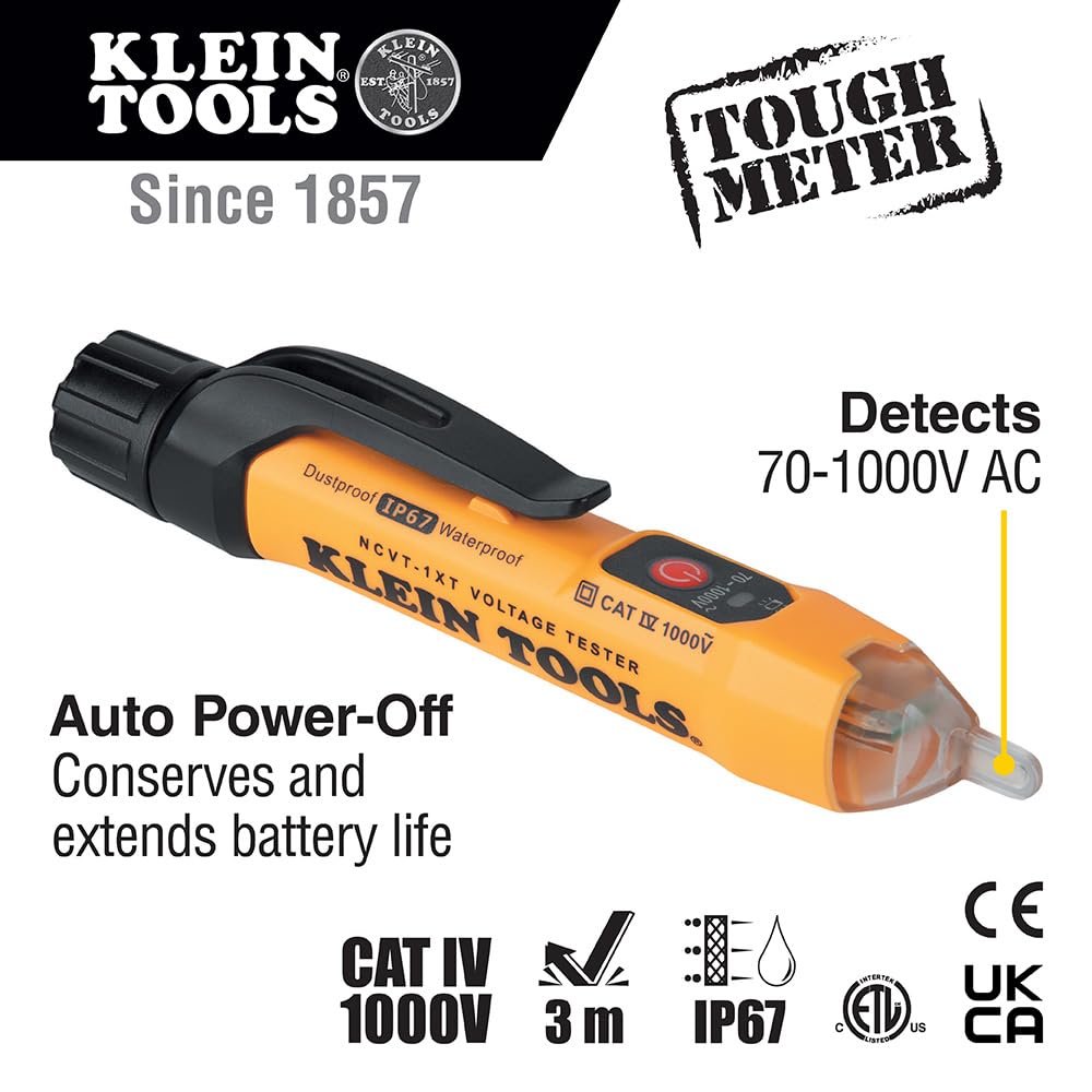 Klein Tools 69149P receptacle tester reveals wiring status and faults at outlets