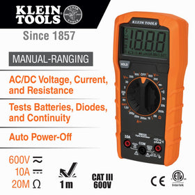 Klein Tools 69355 MM320 display with LCD for precise voltage readings