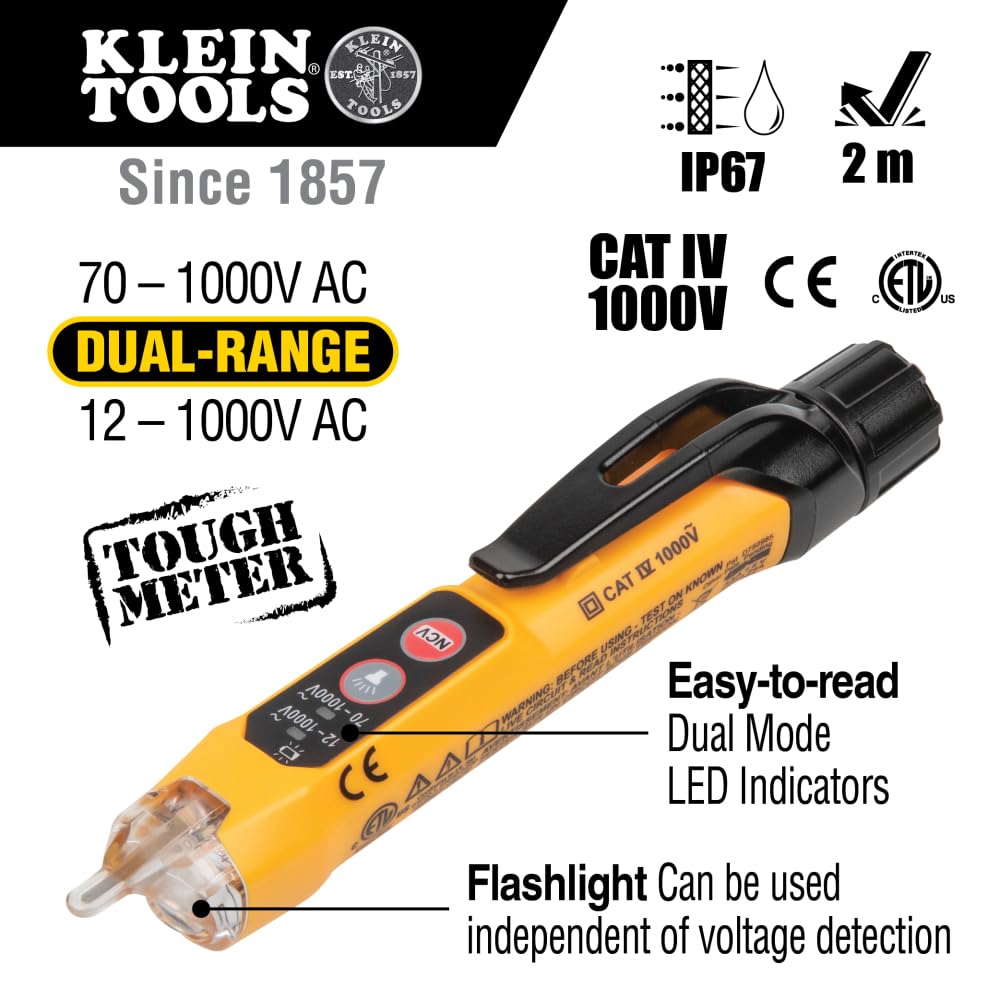 Klein Tools 69355 NCVT3P non contact tester detects live circuits safely