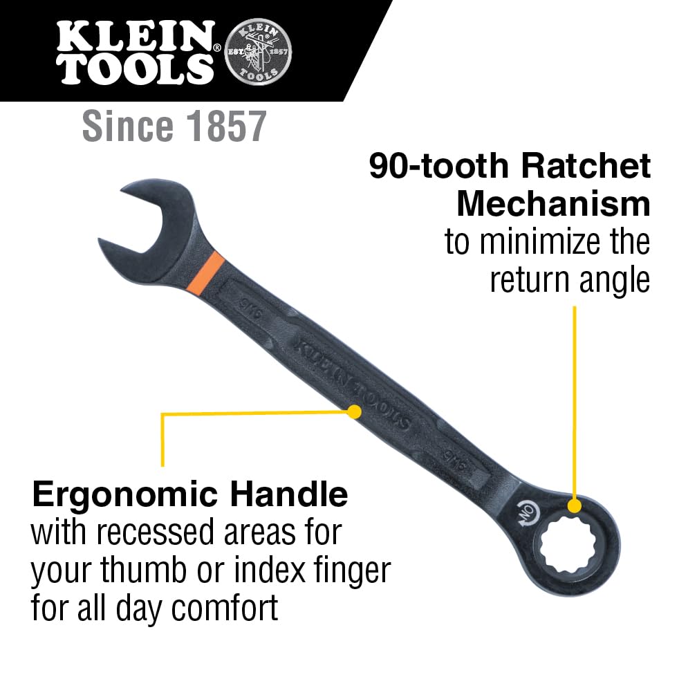 Klein Tools 69408G color-coded sizes speed wrench identification and selection.