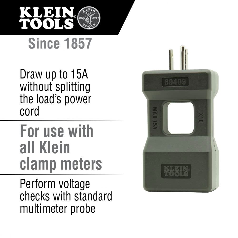 Klein Tools 69409 line splitter supports 15A current measurements.