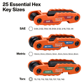 Klein Tools 70543 folding hex keys panel showing size variety for quick access