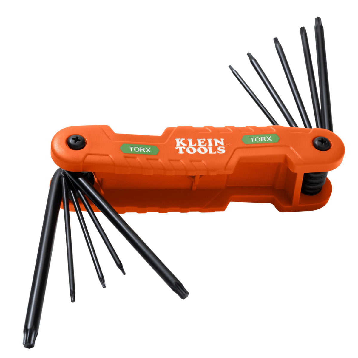 Klein Tools 70550T folding hex key set, front view showing compact, portable design.