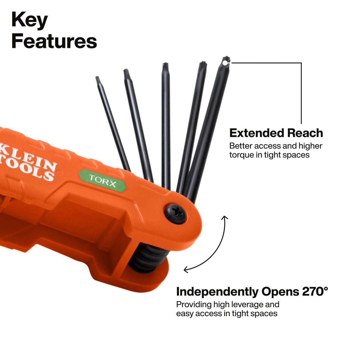 Klein Tools Torx sizes T6 to T40 cover a broad range of tasks.