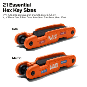 KLEIN TOOLS 70552 Pro Folding Hex Keys showing tension adjustment for precise fit.
