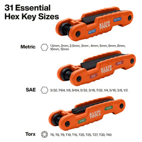 Klein Tools 70553 hex keys showing 31 sizes and color coding