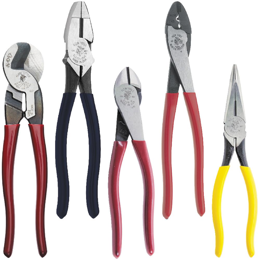 Klein Tools 80087 kit close-up shows a versatile dipped plier set for cutting.