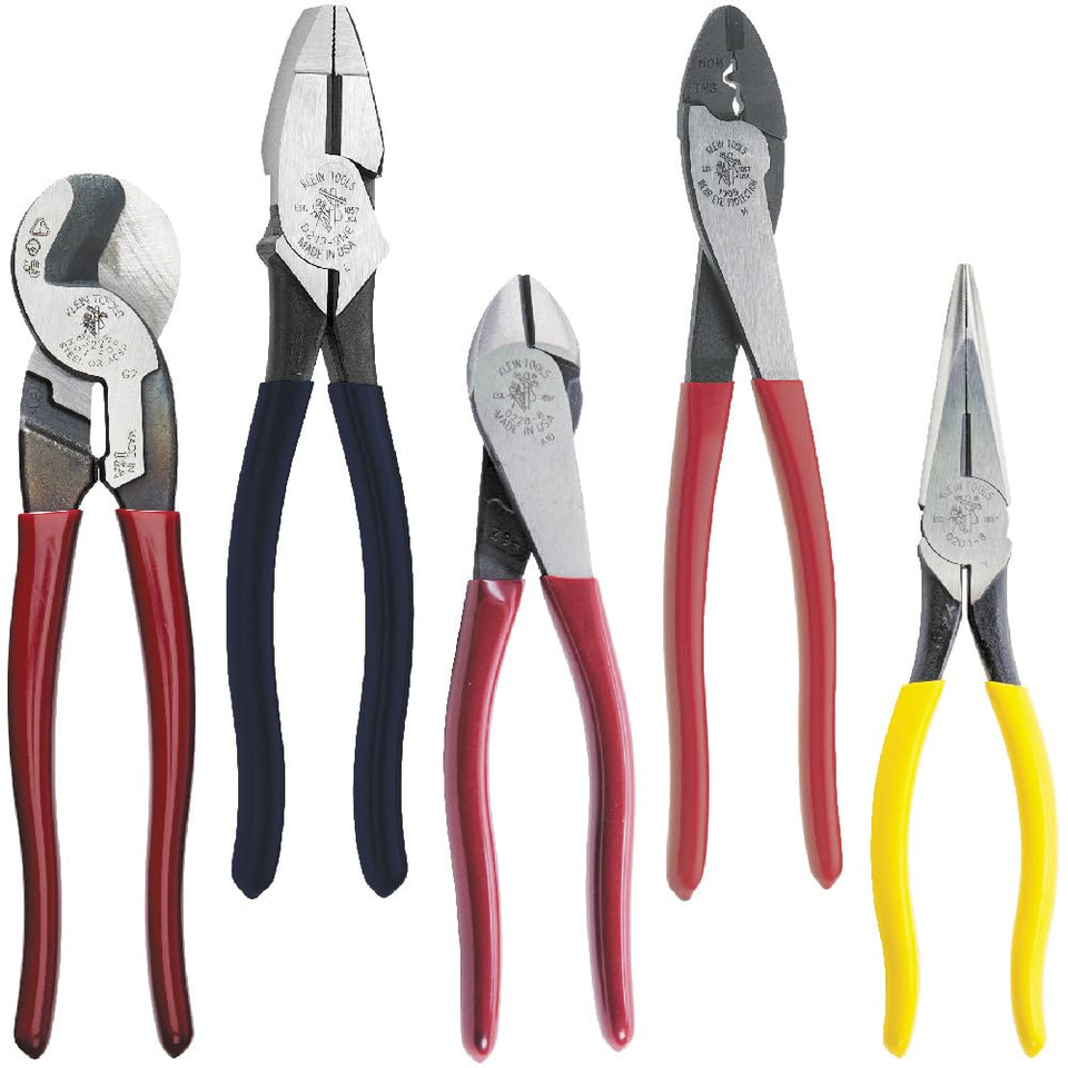 Klein Tools 80087 kit close-up shows a versatile dipped plier set for cutting.