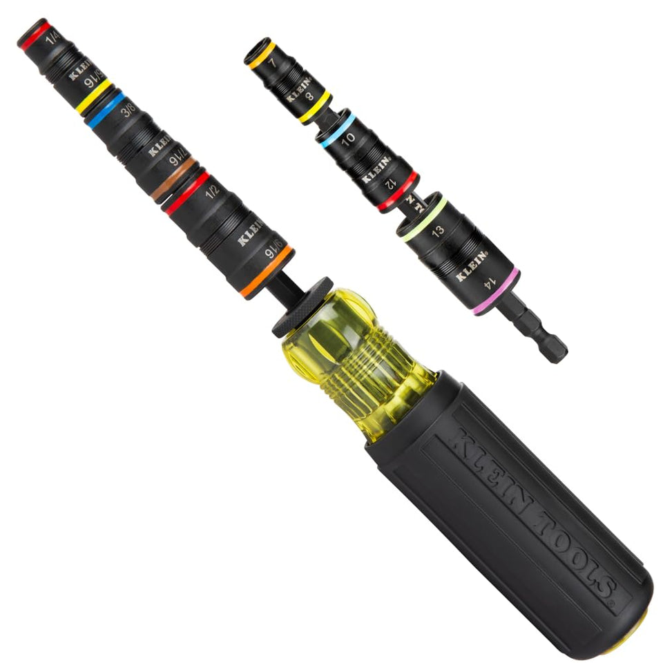 Klein Tools 80192 flip socket system enables quick size changes on the job