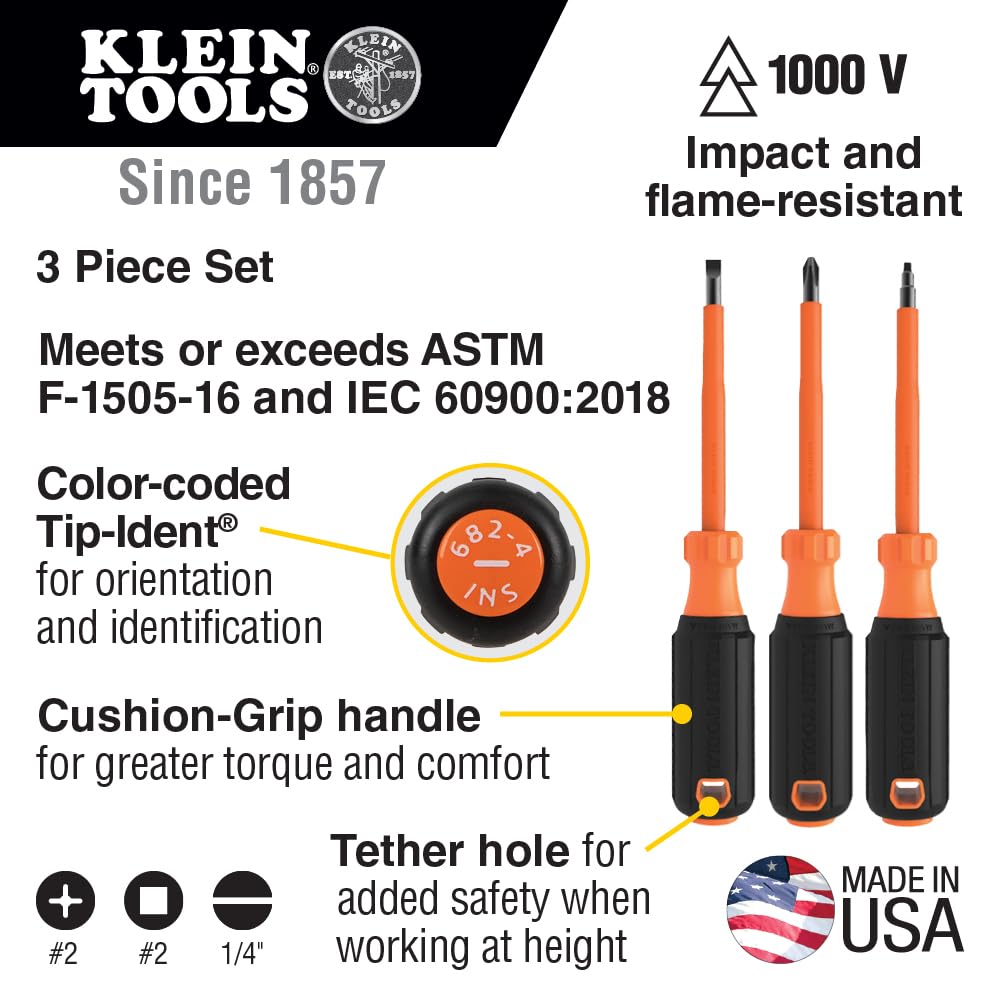 Klein Tools 85073INS insulated screwdriver with Phillips tip for precise fastening