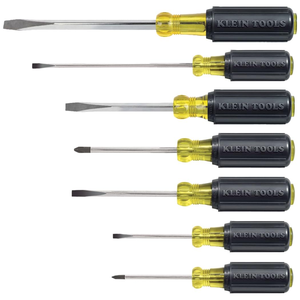 Klein Tools 85076 cabinet-tip screwdrivers with Tip-Ident for quick orientation.