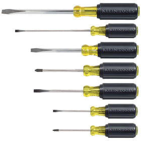 Klein Tools 85076 cabinet-tip screwdrivers with Tip-Ident for quick orientation.