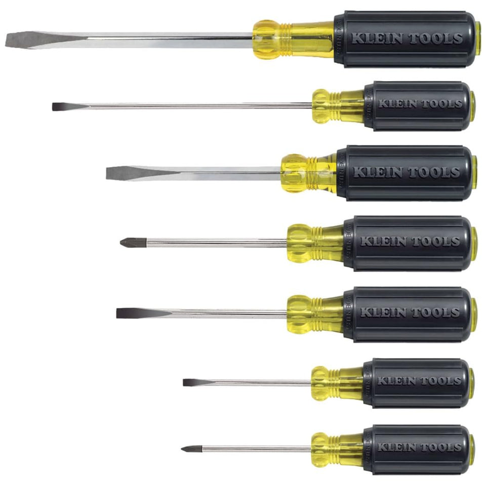 Klein Tools 85076 cabinet-tip screwdrivers with Tip-Ident for quick orientation.