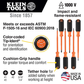 Klein Tools 85076INS Phillips screwdriver, four-inch round shank for insulated tasks.