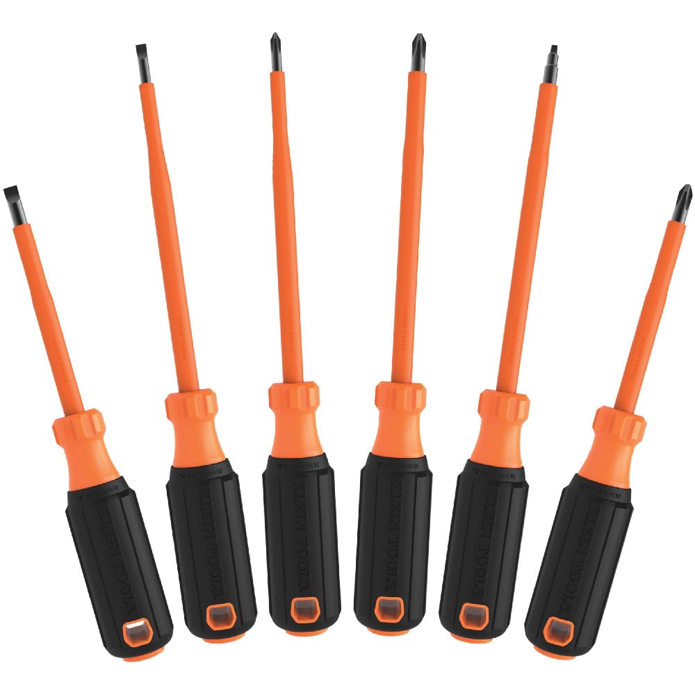 Klein Tools 85076INS slotted screwdriver, four-inch round shank for safe insulation.