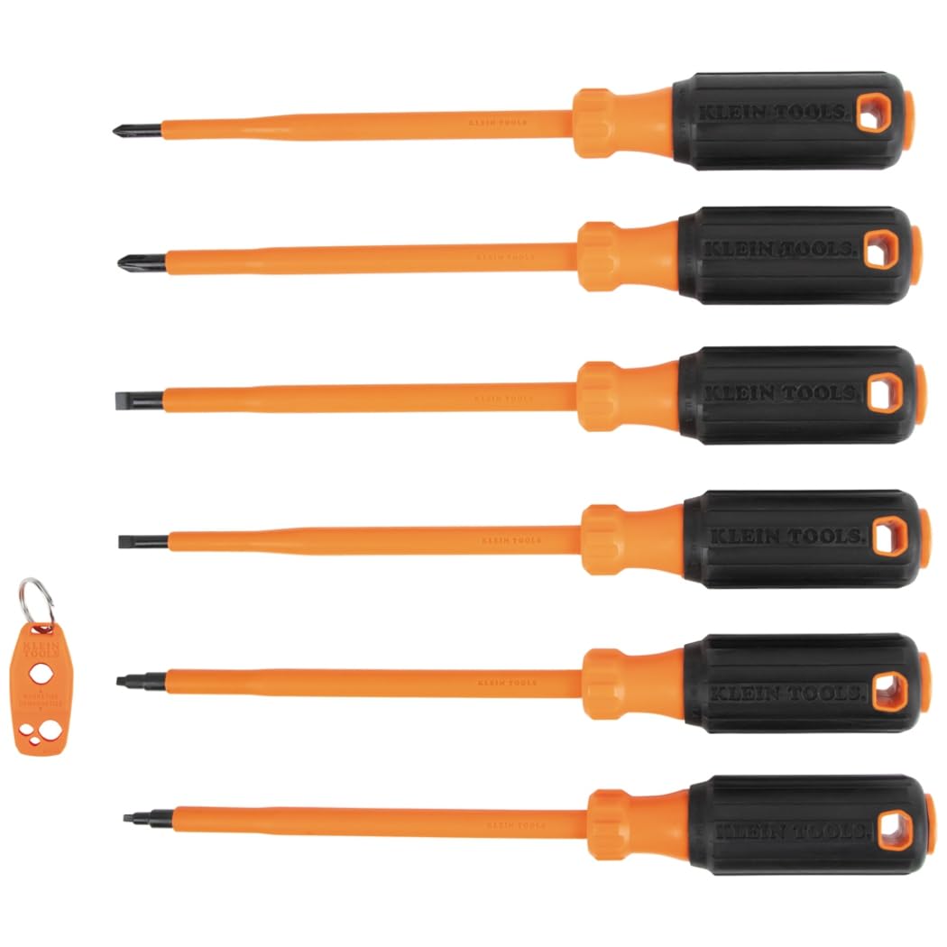 Klein Tools 85077INSR full screwdriver set laid out for easy inspection and selection.