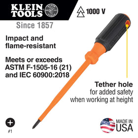 Klein Tools 85077INSR slotted tips close-up for robust drive options.