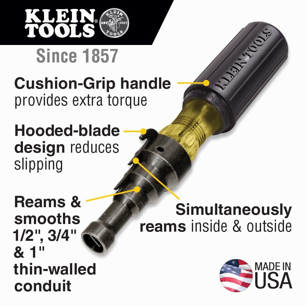 Klein Tools 85191 reams conduit ends for smooth, accurate fittings