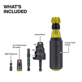 Klein Tools 85191HD flip-socket in action for quick bit changes