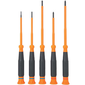 Klein Tools 85615INS mini precision screwdriver set with all tips, ideal for tight spaces.