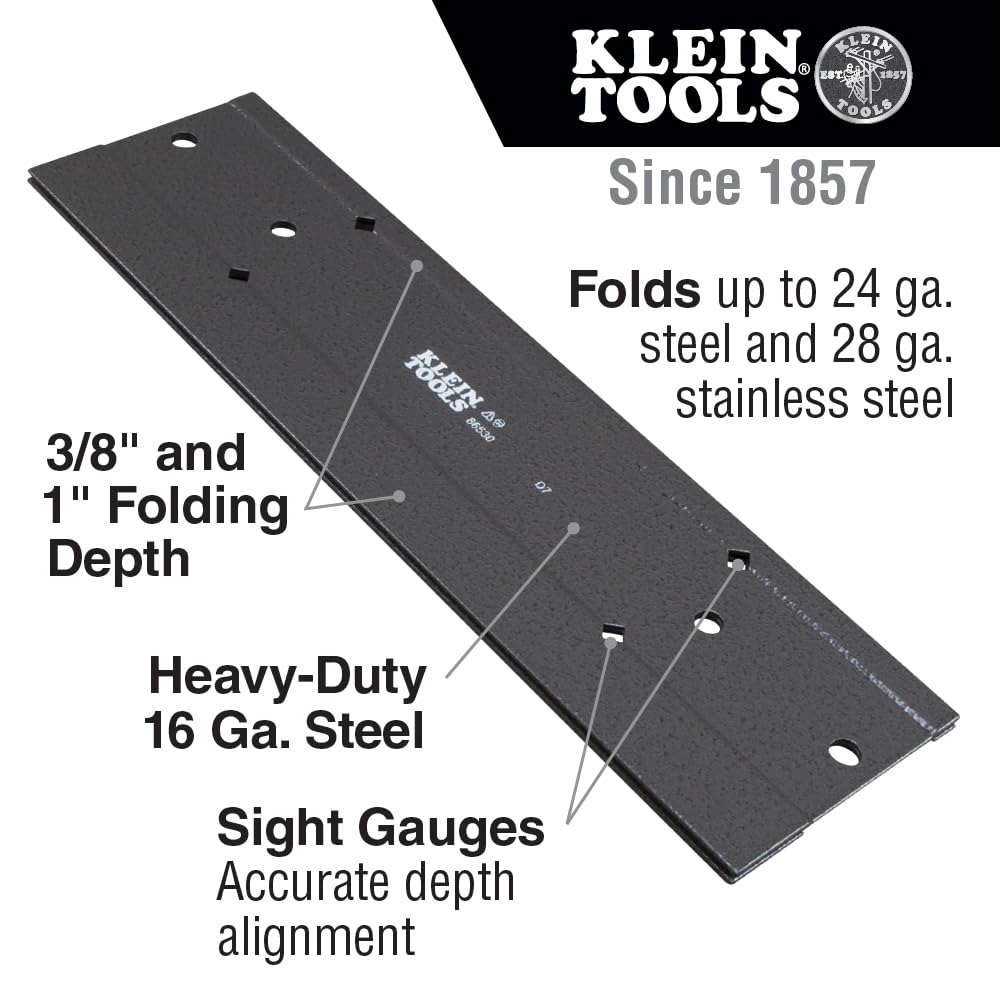 Klein Tools 86532 metal folding tool depth 1 inch for end caps and pans.