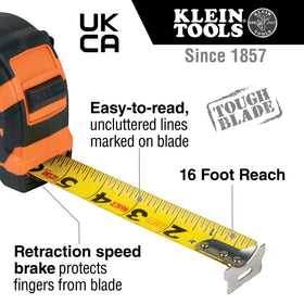 Klein Tools 9125 blade close-up highlights bold measurement lines for quick reads.