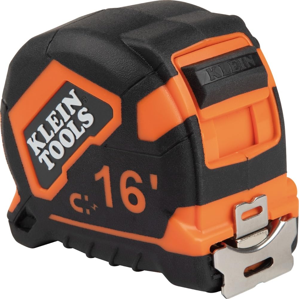 Klein Tools 9216 tape measure showing 16-foot reach for long measurements