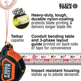 Klein Tools 9216 tape measure featuring nylon coating for durability