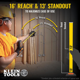 Klein Tools 9235 magnetic double hook grips metal surfaces for hands-free use.