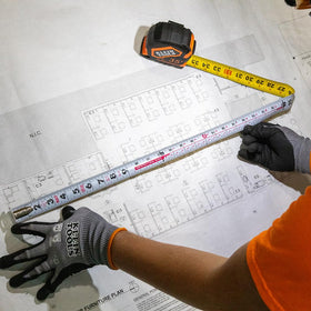 Klein Tools 9235 tether hole enables safe measurements at height.