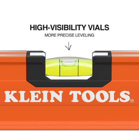 Klein Tools 93524 three vials closeup showing precise level and angle checks