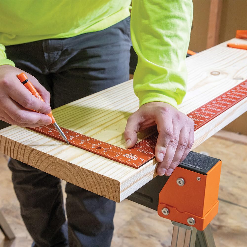 Portable Klein Tools 935FSQ framing square for on site marking tasks.