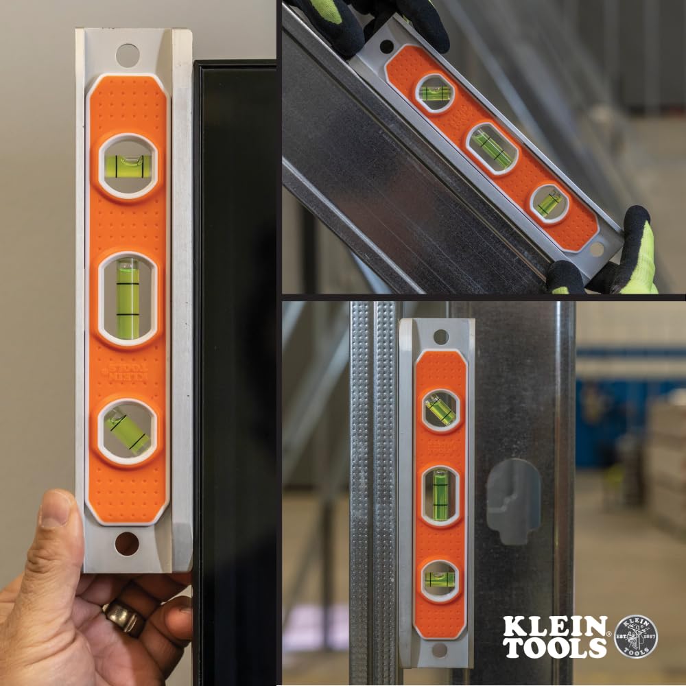 Klein Tools 935R level rugged orange aluminum body.