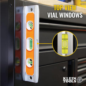 Klein Tools 935R level V-groove for conduit and curved surfaces.
