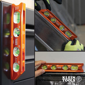 Klein Tools 935RB torpedo level 8-inch design for framing and electrical tasks.