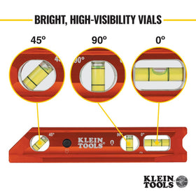 Klein Tools 935RBLT level with V-groove for stable contact on round pipes