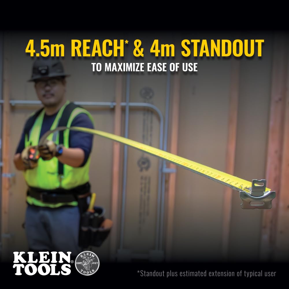 Klein Tools 9375 front and back scales for metric and imperial readings.