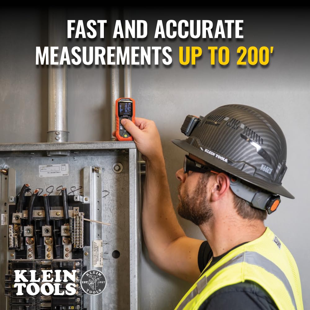 Klein Tools 93LDM200 green laser beam highly visible for outdoor use.