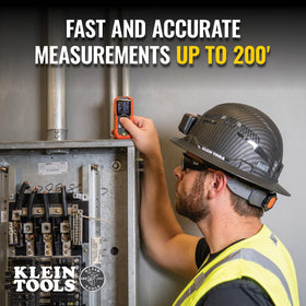 Klein Tools 93LDM200 green laser beam highly visible for outdoor use.