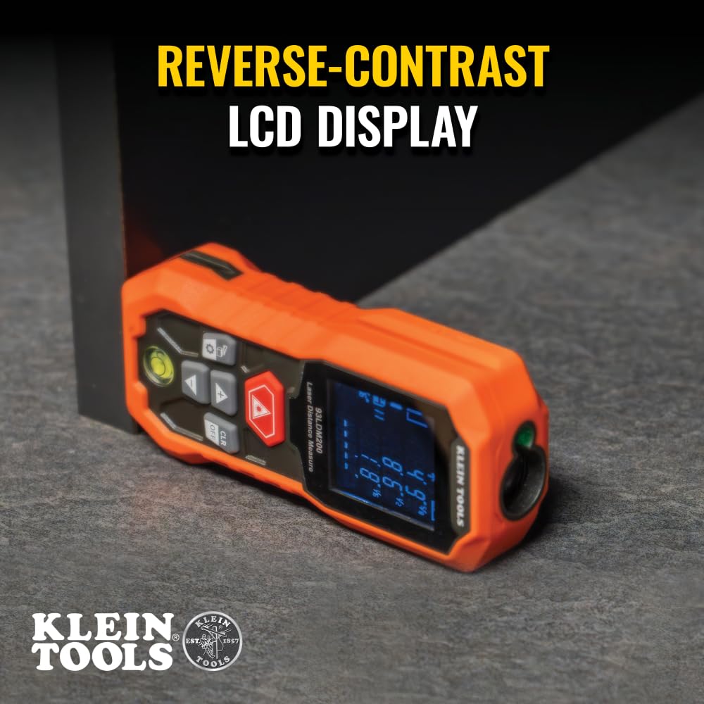 Klein Tools 93LDM200 USB-C recharge port enables quick on-site charging.