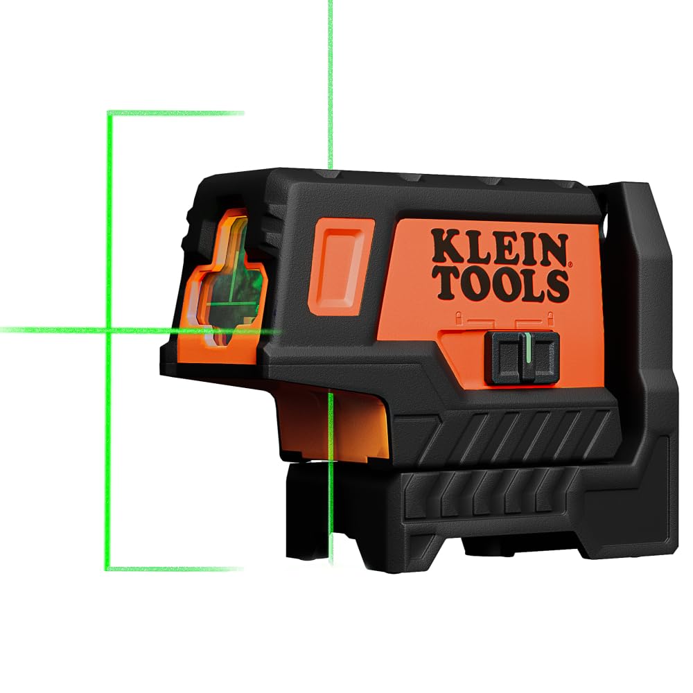 Klein Tools 93MCLPG compact self-leveling laser level in overview shot, portable and ready for setup