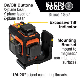 Klein Tools 93PLL plumb marks assist vertical alignment checks.