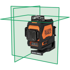 Klein Tools 93PLL self-leveling green laser planes enable precise three-plane alignment.