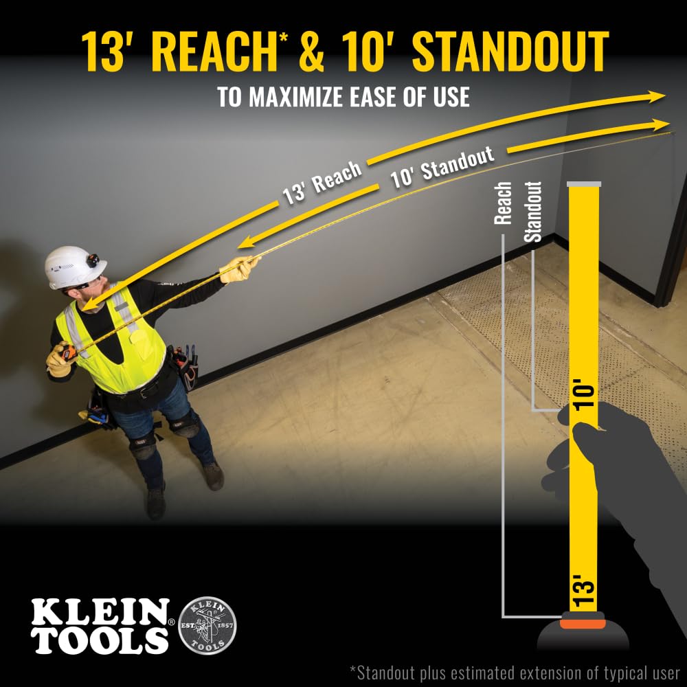 Klein Tools 9525 features up to 13 foot reach for measuring distant objects.