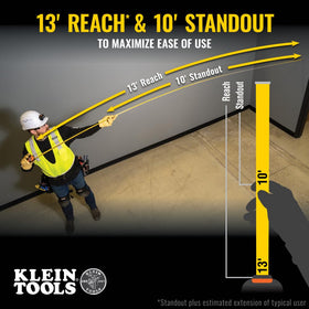 Klein Tools 9525 features up to 13 foot reach for measuring distant objects.