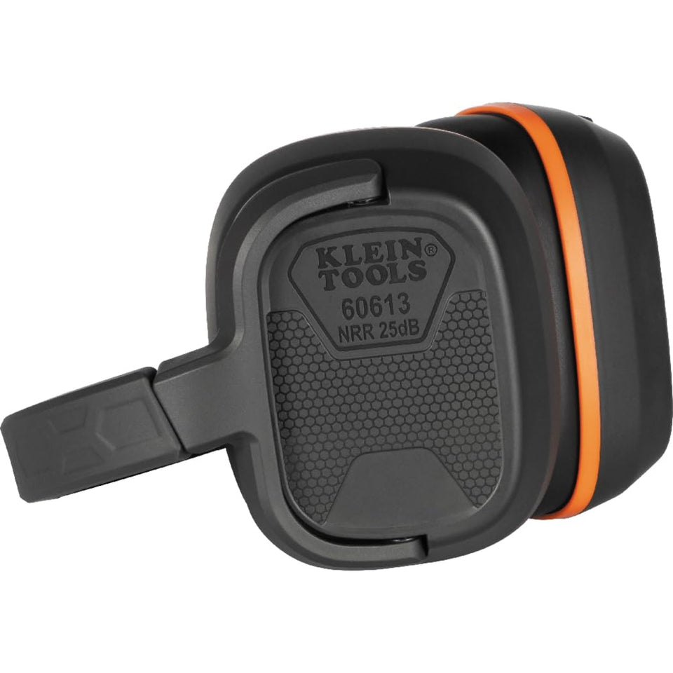 Klein Tools behind-the-head earmuffs with versatile design for varied head protection.