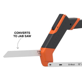 Includes 12 in by 24 TPI bi-metal blade for general cuts.