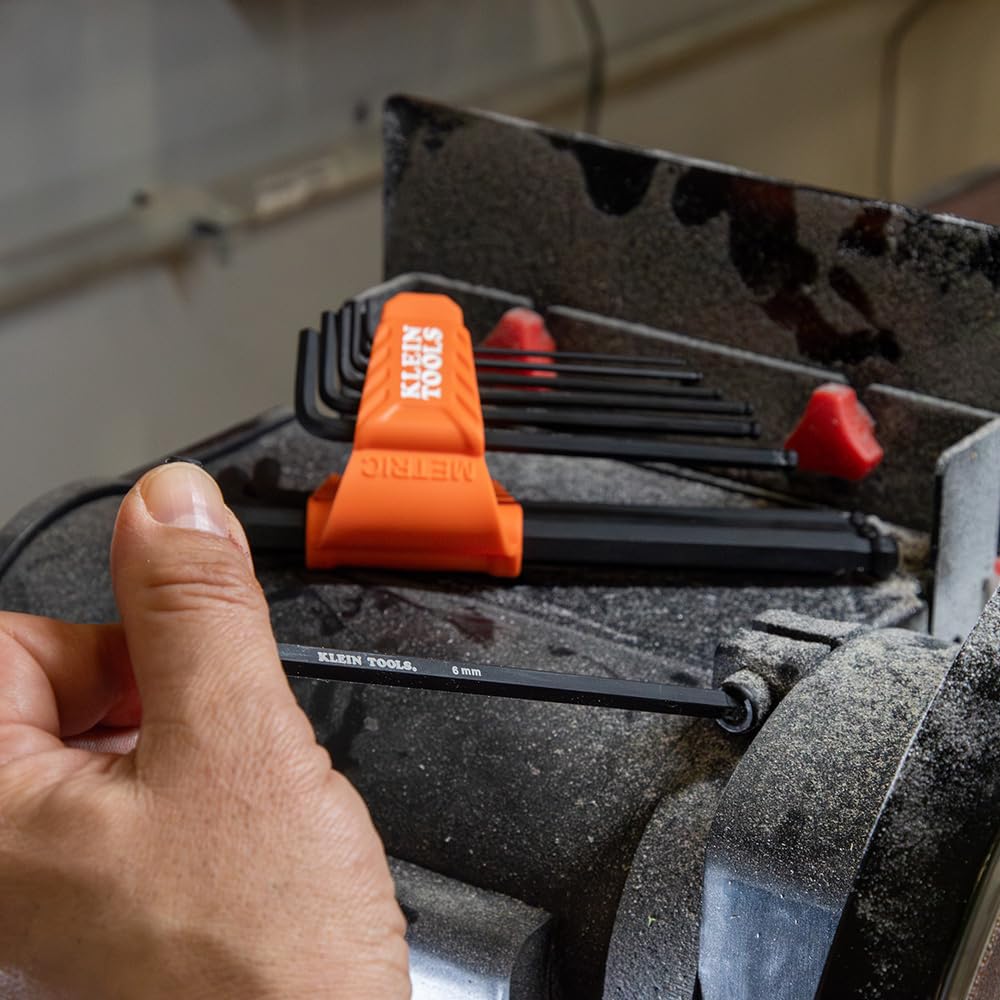Klein Tools BLS22 ball-end hex keys shown with angles for tight spots
