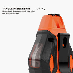 Klein Tools CHLK100S nested hook design keeps hook flush to reel.